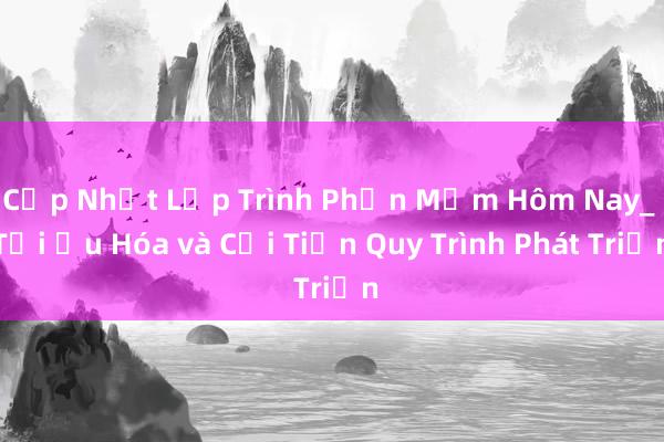 Cập Nhật Lập Trình Phần Mềm Hôm Nay_ Tối Ưu Hóa và Cải Tiến Quy Trình Phát Triển