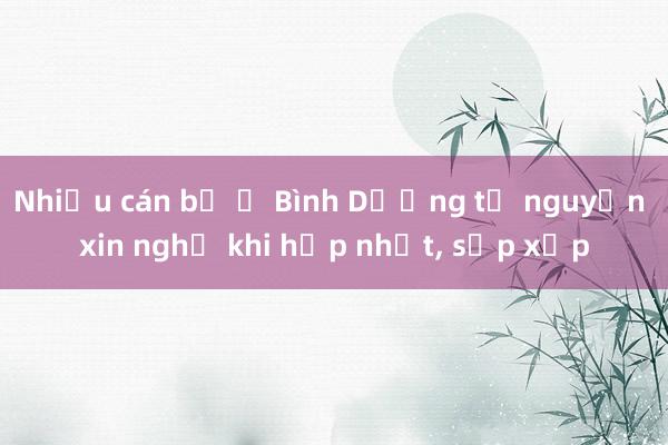 Nhiều cán bộ ở Bình Dương tự nguyện xin nghỉ khi hợp nhất， sắp xếp